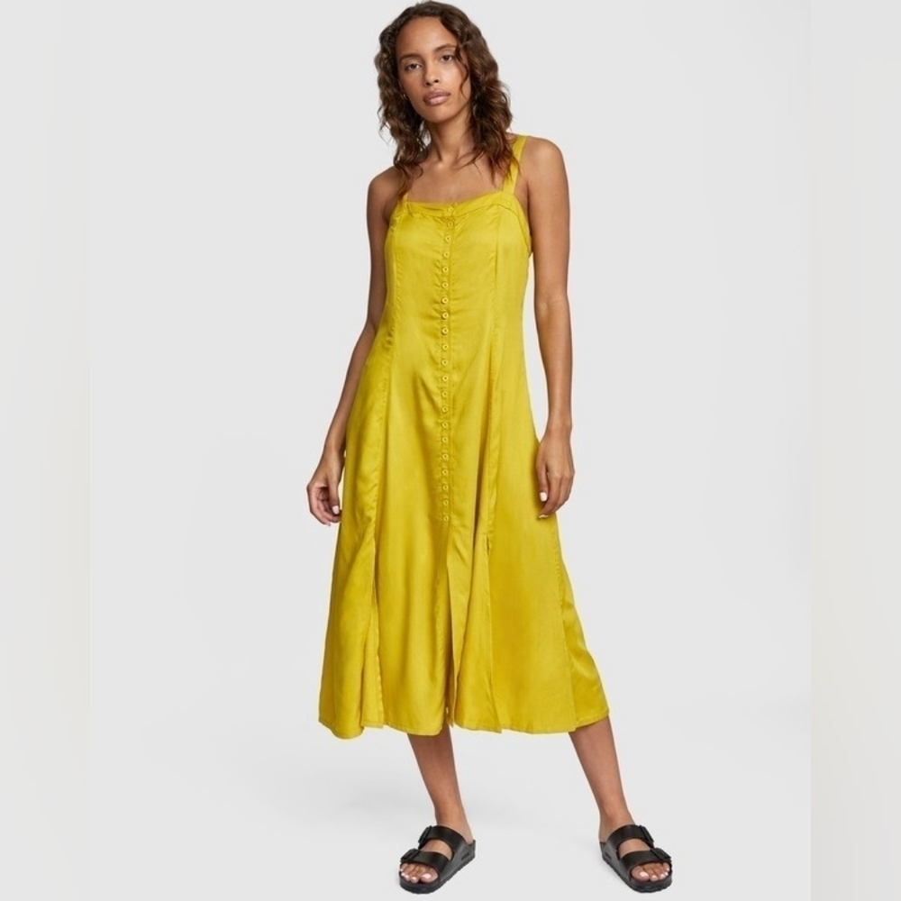 RVCA Jethro Maxi Dress, Color Sulphur Size XS